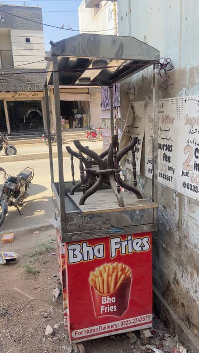 Fries Stall with fryer and other materials