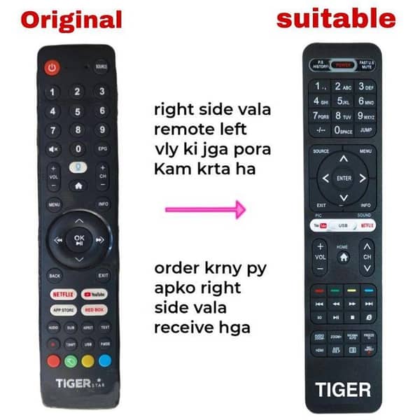 Tiger LCD LED Tv Remote Control