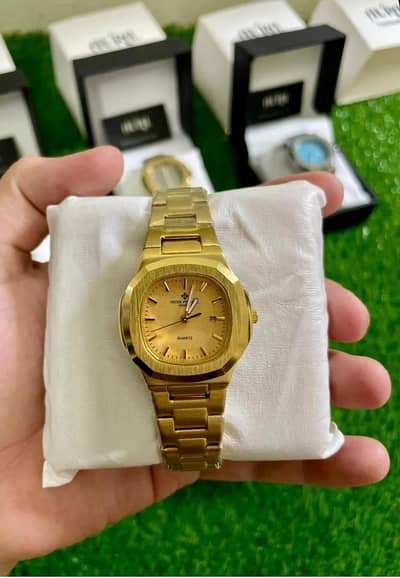 Luxury Quartz Men’s Watch – Stainless Steel, Black Dial, Brand New”