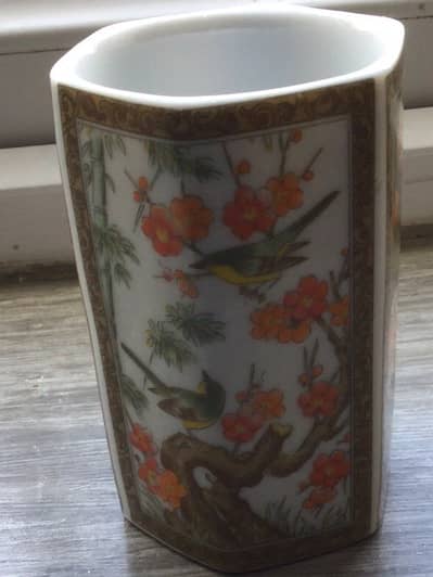 This is likely a Japanese porcelain hexagonal vase, possibly from the