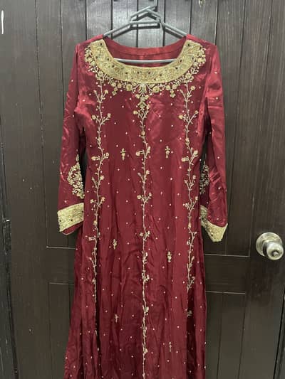 Hand embroidered wedding formal 3 pc frock style suit