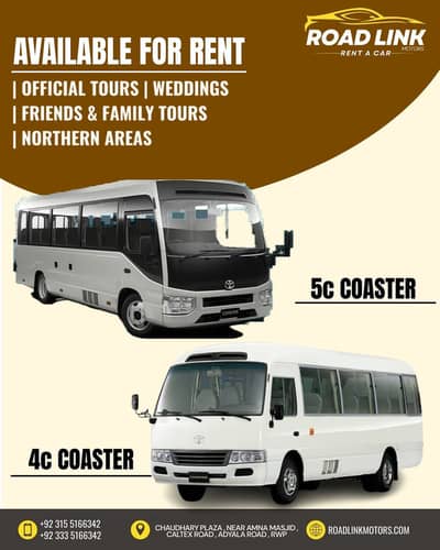 rent a car/coaster for rent/grand cabin for rent/car for rent and tour