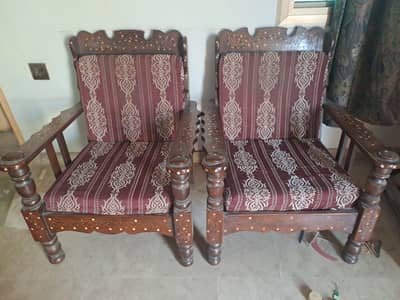 Solid Wood Sofa Set for Sale - 3+1+1 (Good Condition)