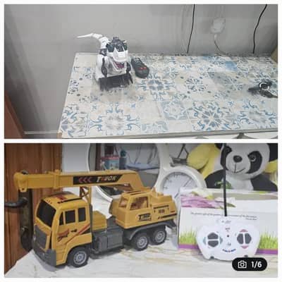 Remote truck and dinosaur