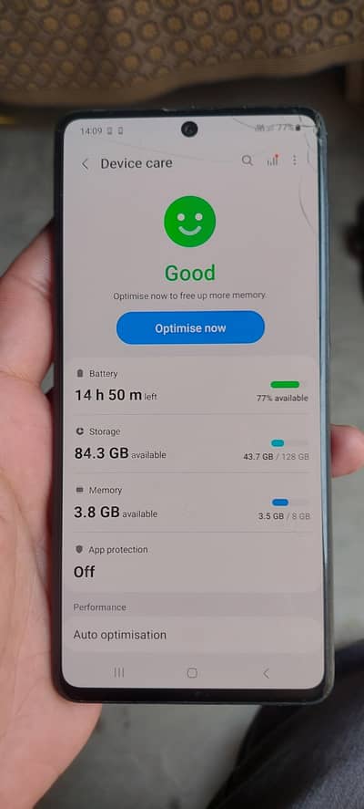 samsung A71 8/128gb official approved minor front glass crack
