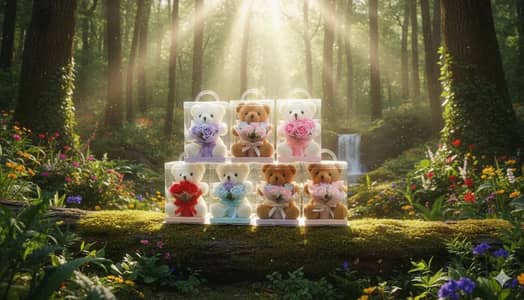 Cute Teddy Bear with Flower