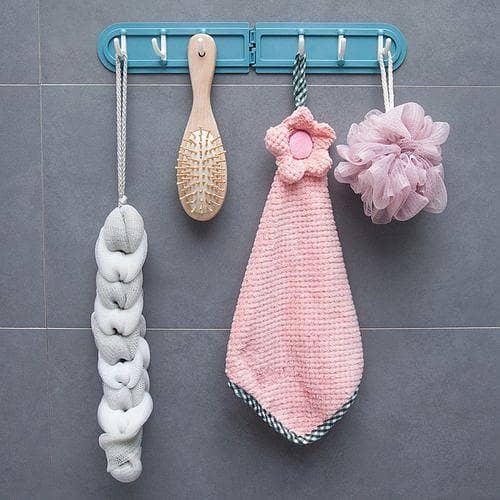 Wall Mounted Hooks Rack with 6 Self-Adhesive, Foldable Portable Coat Hangers for Home Use