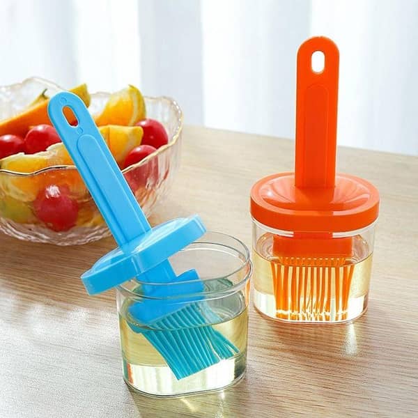 Oil Dispenser Bottle with Silicone Brush for Cooking Baking Barbecue Pickling Heat Resistant