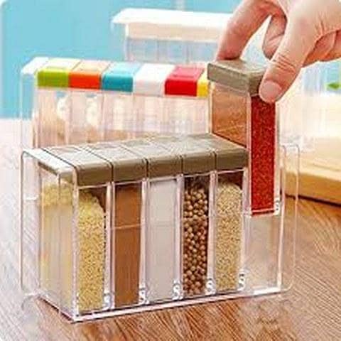 Spice Shaker Seasoning Boxes Plastic Storage Container 6 Pcs/Set