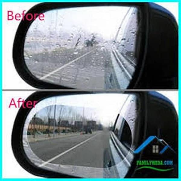 2 Pieces 95x95mm 2-in-1 HD Rainproof Car Rear View Mirror Film Sticker