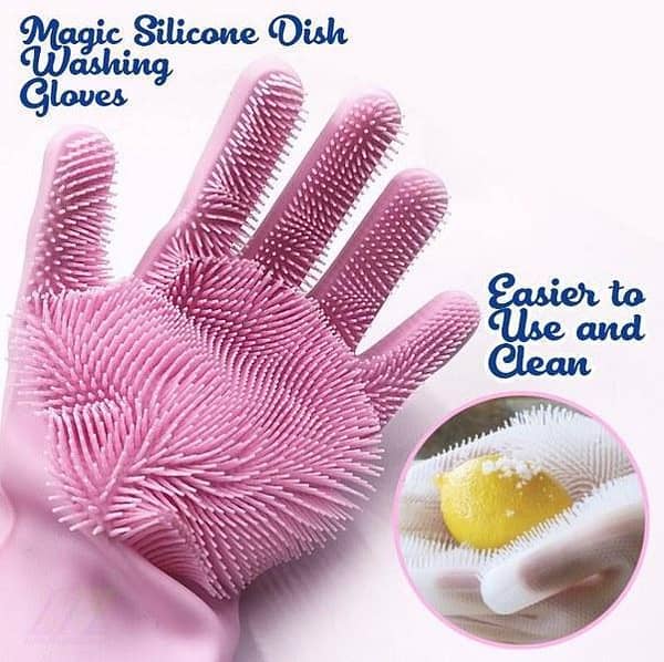 Magic Silicone Dishwashing Gloves with Scrubber