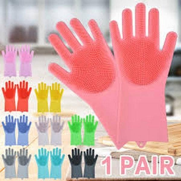 Magic Silicone Dishwashing Scrubber Dish Washing Sponge Rubber Scrub Gloves Kitchen Cleaning