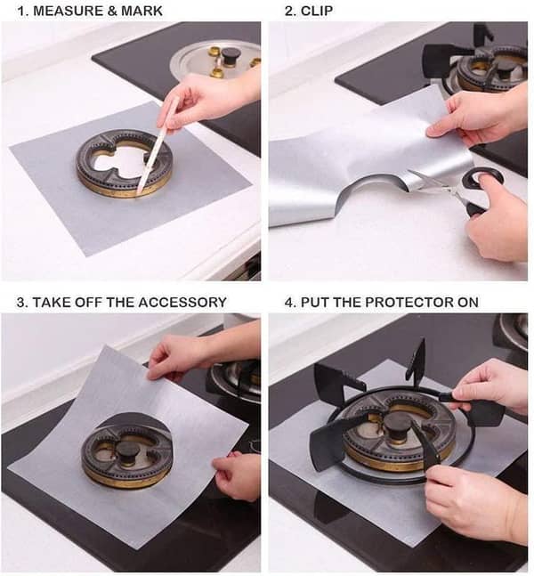 2-Pack Non-Stick Burner Liners for Gas Stoves - Reusable Cooker Covers and Cleaning Mats