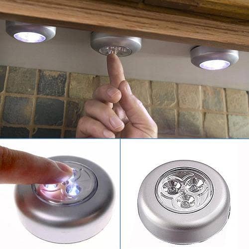 Stick Touch Lamp with 3 LED Lights - Battery Operated (Silver)