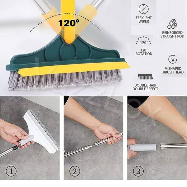 3 In 1 Floor Scrub Brush, 180° Rotating Household Cleaning Brush