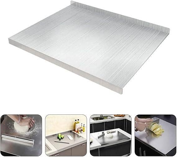 Countertop Stainless Steel Chopping Board | Durable & Non-Slip Kitchen Essential (40×30 cm)