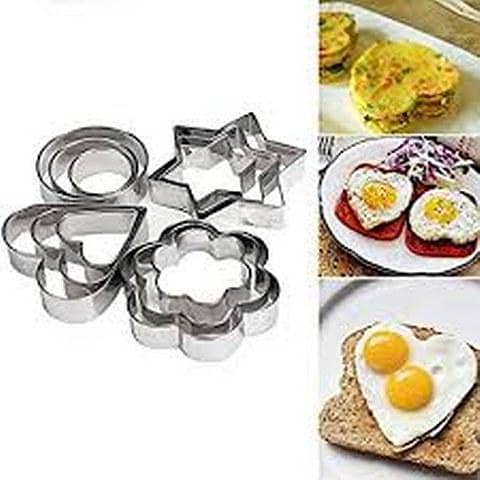 Cookies Pastry Fruit Cutters, 12 Pcs Stainless Steel Heart Star Circle Flower Shaped Moulds
