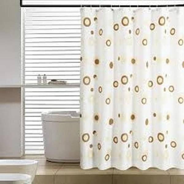 Waterproof Shower Curtain With 12 Rings For Bathroom Toilet- Multi Color