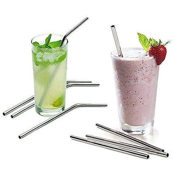 Stainless Steel Straw| Pack of 5 | Reusable Steel Straws with Cleaner |Contains Metal Straws (Straight & Bent) with Brush | for Smoothies, Tumblers, Travel |Kids & Adults