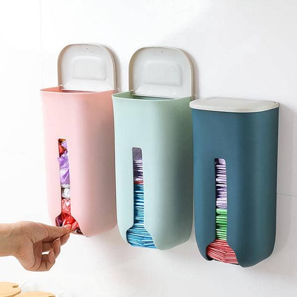 Wall-Mounted Plastic Grocery Bag Holder and Organizer