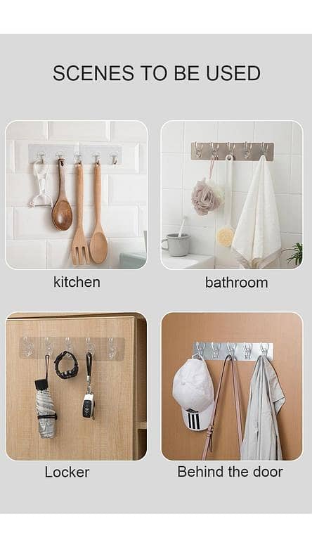 Self-Adhesive Transparent Wall Hook for Bathroom and Kitchen