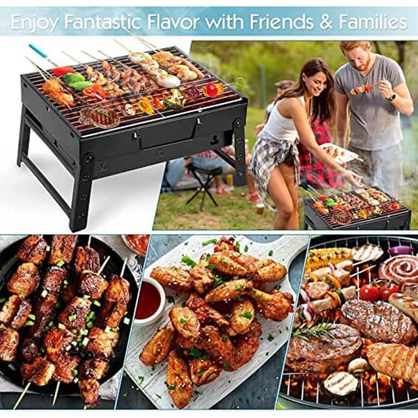 Barbecue Grill Outdoor Large Foldable BBQ Grill Thickend Portable Stainless Steel BBQ Grill for Camping Picnics Beach