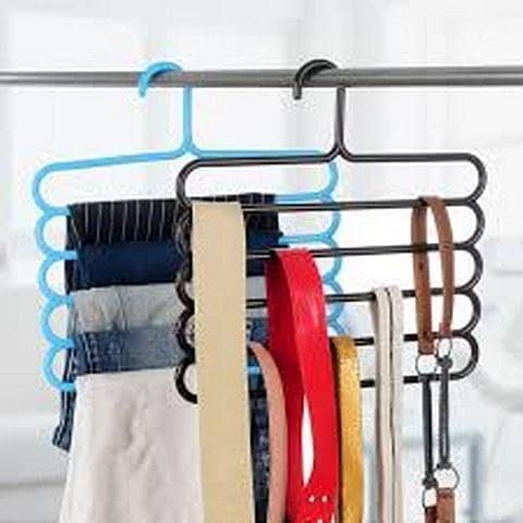 5-Layer Non-Slip Multi-Purpose Trousers Hanger by Magic Hanger for Pants, Belts, Towels, and Clothes - 1PC