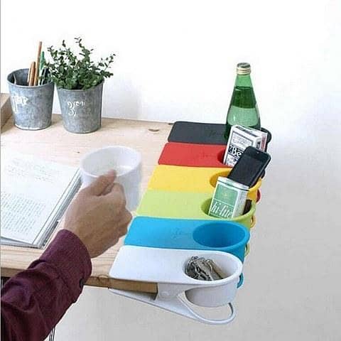 1 PC Creative Plastic Desk Coffee Cup Holder Bracket Stand Clip for Home Office (1pcs, Random Color)