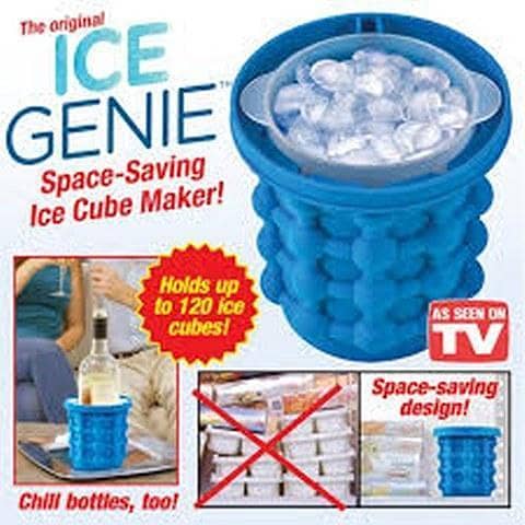 Silicone Ice Storage Bucket Space Saving Reusable Ice Cube Maker Kitchen Tool Genie Cubes Machine - Blue