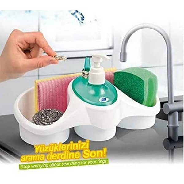 Soap Dispenser and Sponge Holder - 3 in 1 Kitchen Organizer