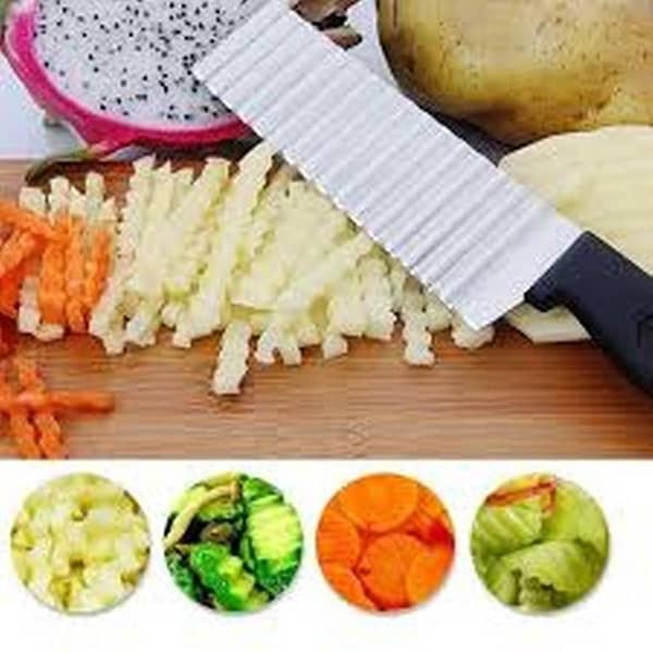 Crinkle Cutter Wavy Chopper Cut Knife - Stainless Steel Wavy Slicer - Wavy Vegetable - Cutter Potato Cucumber Carrot -