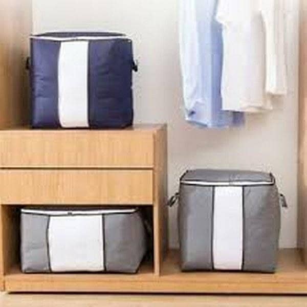 Cotton Quilt Storage Bags - Portable Anti-Dust Organizer for Wardrobe and Clothes