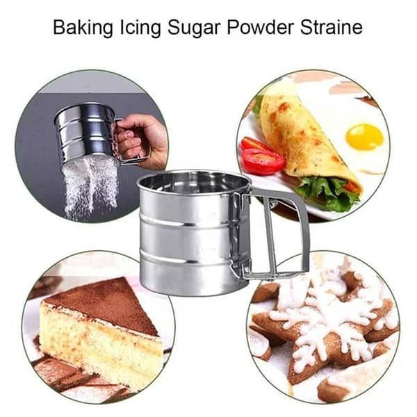Flour Sifter Stainless Steel Large Sifter for Baking and Powdered Sugar Sifter Flour Sieve-Bake & Decorate Cakes