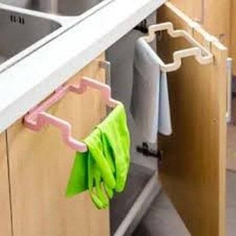 Kitchen Organizer Towel Rack Hanging Holder Door Back Hanging Style Cabinet Stand Trash Garbage Bags Support Holder Shelf