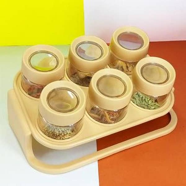 Spice Zone Masala Rack with 6 Jars and Spoons (500 ml Capacity Each)