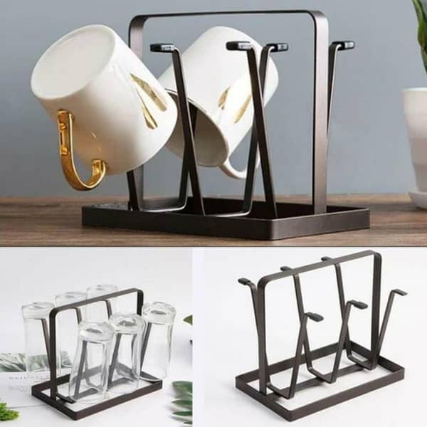 Kitchen Glass Holder - Durable Metal Stand for Glasses and Cups