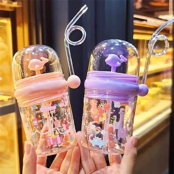 250ml Cartoon Whale Spray Cup with Straw for Children - Portable Outdoor Drinking Cup
