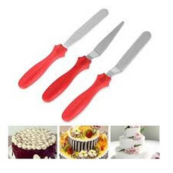 Set of 3 Multi-Functional Stainless Steel Cake Spatula Tools Cake Icing Tools 1 Straight Tool and 2 Angled Tools for Cake Decoration Baking