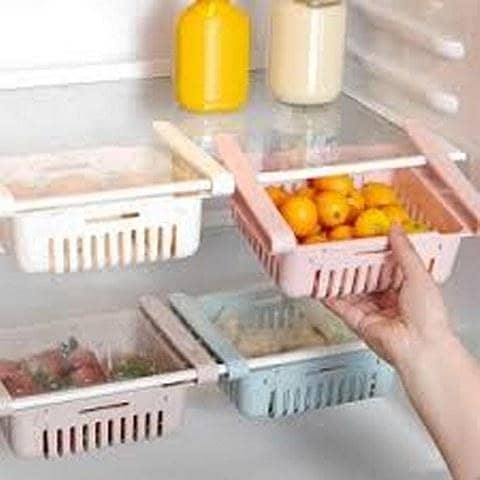 Adjustable Stretchable Organization Shelf and Drawer Basket for Refrigerator - Candy and Fruit Storage