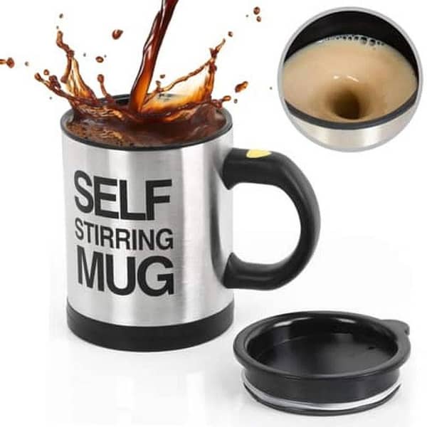 400 ML Self-Stirring Mug - Automatic Electric Cup for Coffee, Tea, and Soups, Double Insulated with Lid - Ideal for Home and Office Use