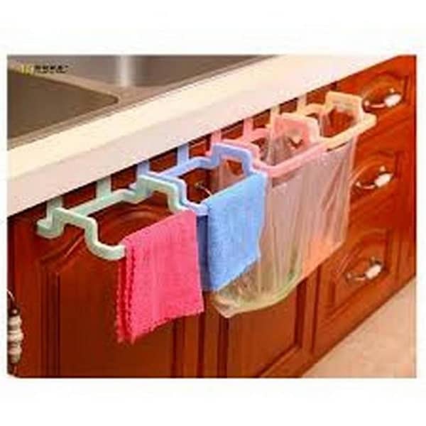 Kitchen Organizer Towel Rack Hanging Holder Door Back Hanging Style Cabinet Stand Trash Garbage Bags Support Holder Shelf