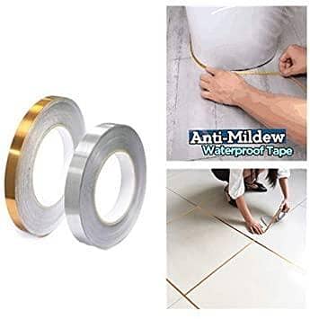 Gold and Silver Tile Stickers for Gap Sealing - Waterproof Aluminum Foil Strip, 5m Home Decor Floor Line Decals