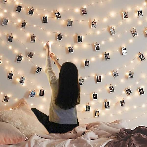 5M LED Fairy String Lights with 20 Photo Clips for Wedding and Room Decoration