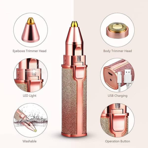 2-in-1 Electric Glitter Eyebrow Trimmer and Facial Hair Remover by Finishing Touch