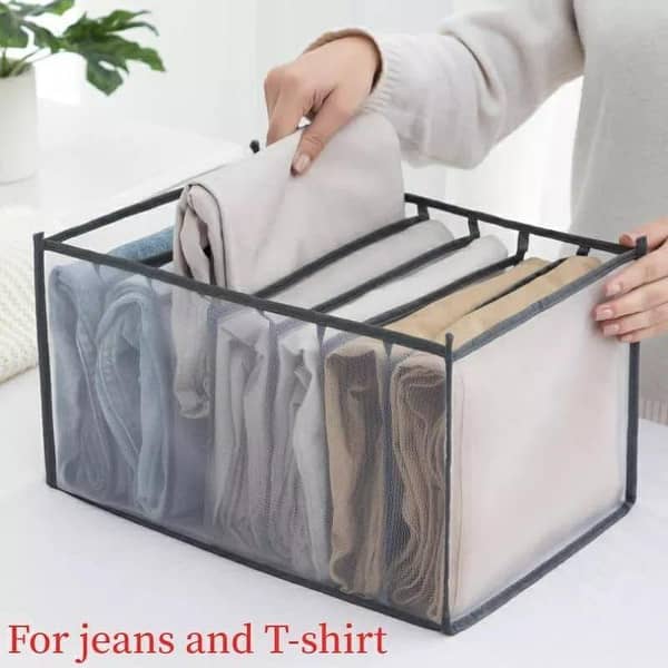 Grids Clothing Compartment Organizer for Dresser Drawers - Jeans Storage Boxes and Wardrobe Mesh Dividers