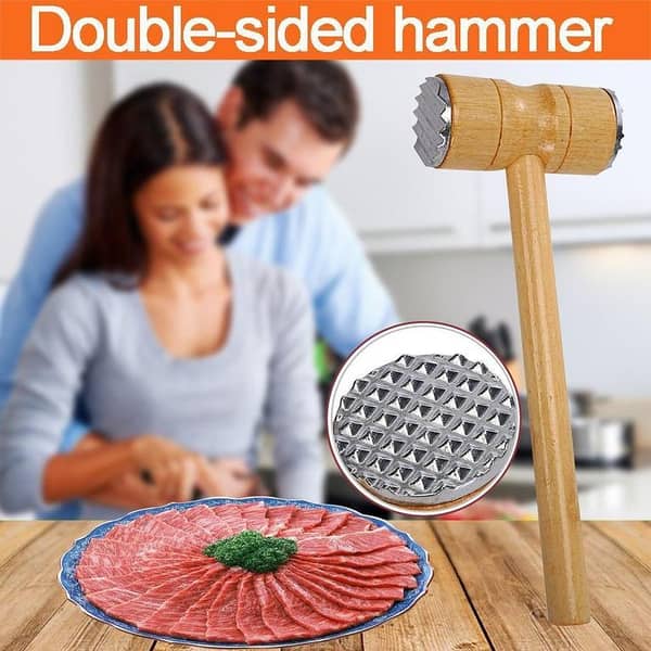 Meat Tenderizer Mallet - Chicken Pounder for Tenderizing Steak Beef - Wooden Handle Mallet Hammer