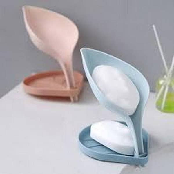 Leaf-Shaped Soap Bar Holder with Draining Tray and Suction Cups for Shower or Kitchen