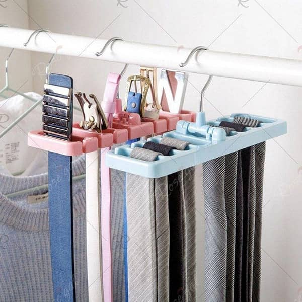 Rotating Plastic Storage Rack for Belts and Ties - Organizer for Closet and Cupboard
