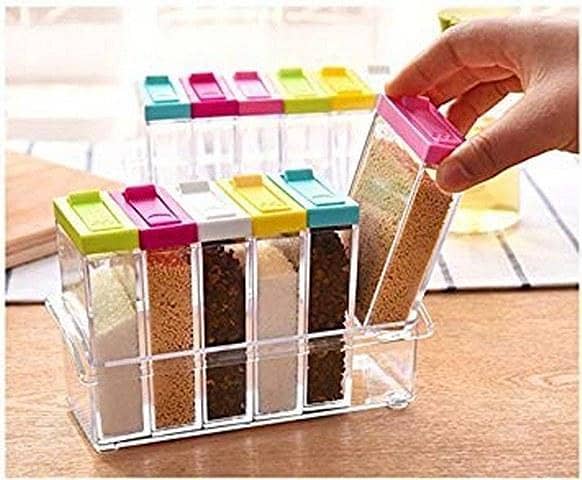 Spice Shaker Seasoning Boxes Plastic Storage Container 6 Pcs/Set