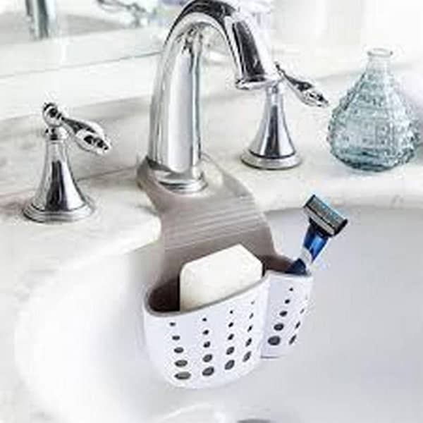 Hanging Sponge Holder and Storage Basket for Kitchen and Bathroom Faucets